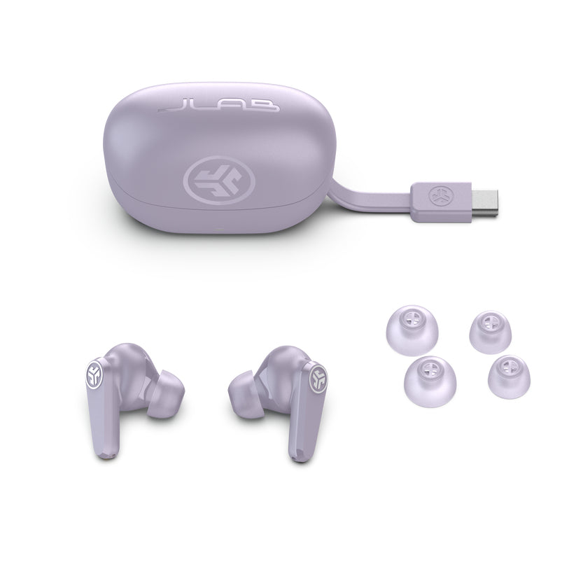 JLab Go Pods ANC TWS In-Ear – Stereo, ANC, mit Ladecase, Violett, BT 5.4