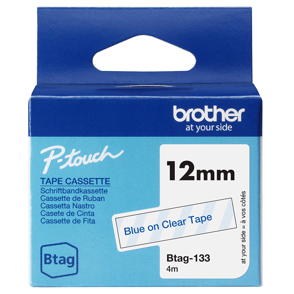 Brother Schriftband – 12 mm × 4 m, transparent, blau