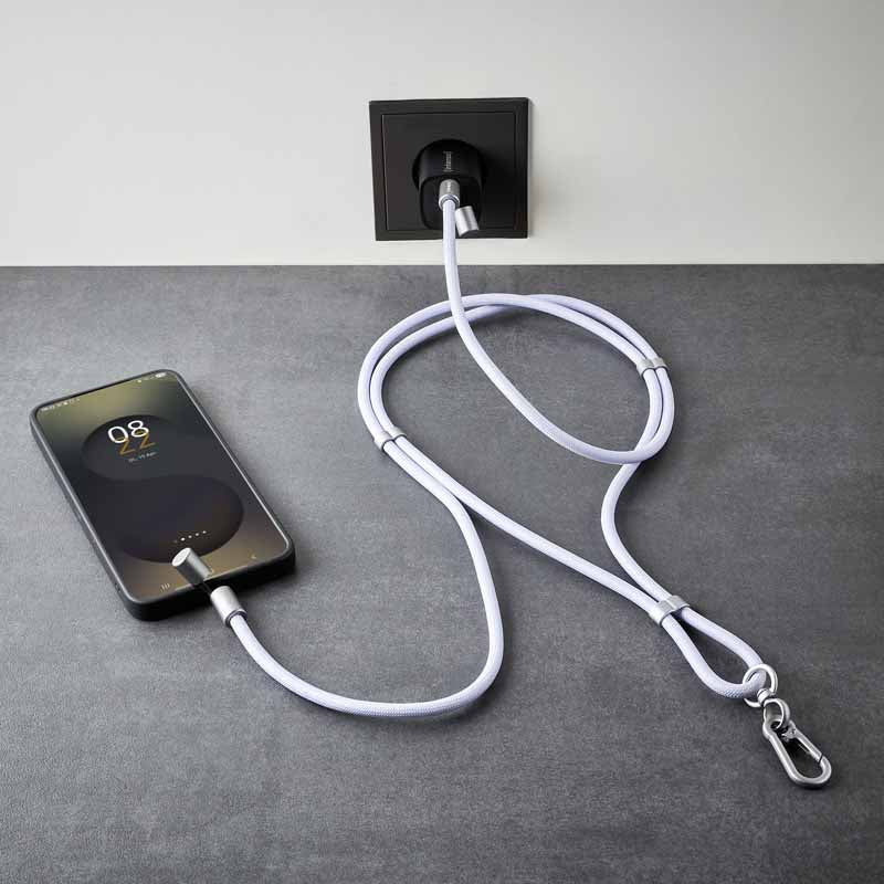 Intenso Kabel – USB-C auf USB-C 1,65 m, PD 60 W, geflochten, Schlüsselanhänger, violett – für USB-C Geräte