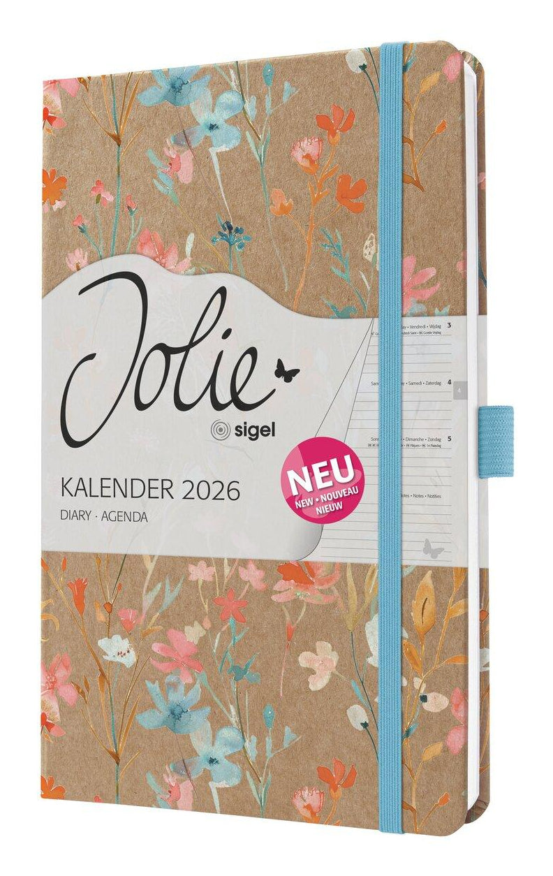 Sigel JOLIE Pure Agenda – 1 Woche/2 Seiten, gebunden, A5, 2026, mehrsprachig, Blue Floral Serenity, FSC
