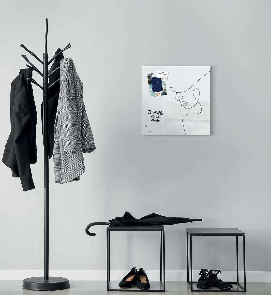 Sigel Whiteboard – 48 × 48 cm, Glas, magnetisch, Wandmontage, inkl. Magnete, Montagesatz