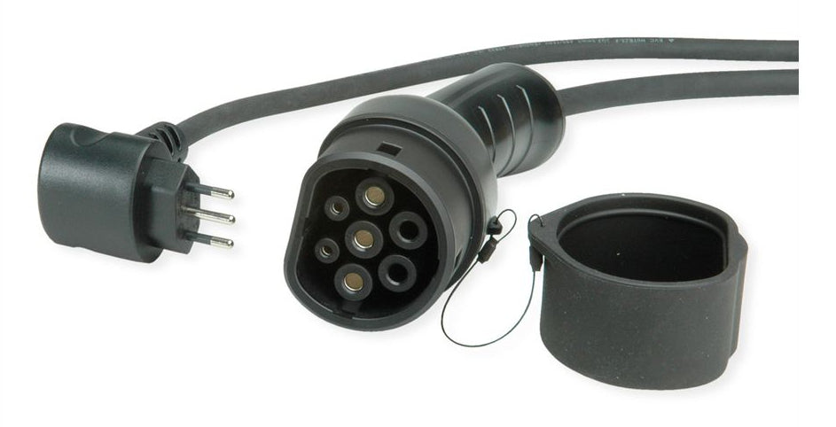 ROLINE E-Auto-Ladekabel 2300 W – Mode 2, einphasig – CEI23-50 (Typ L) & Typ 2, 3 m – für Typ-2-Fahrzeuge