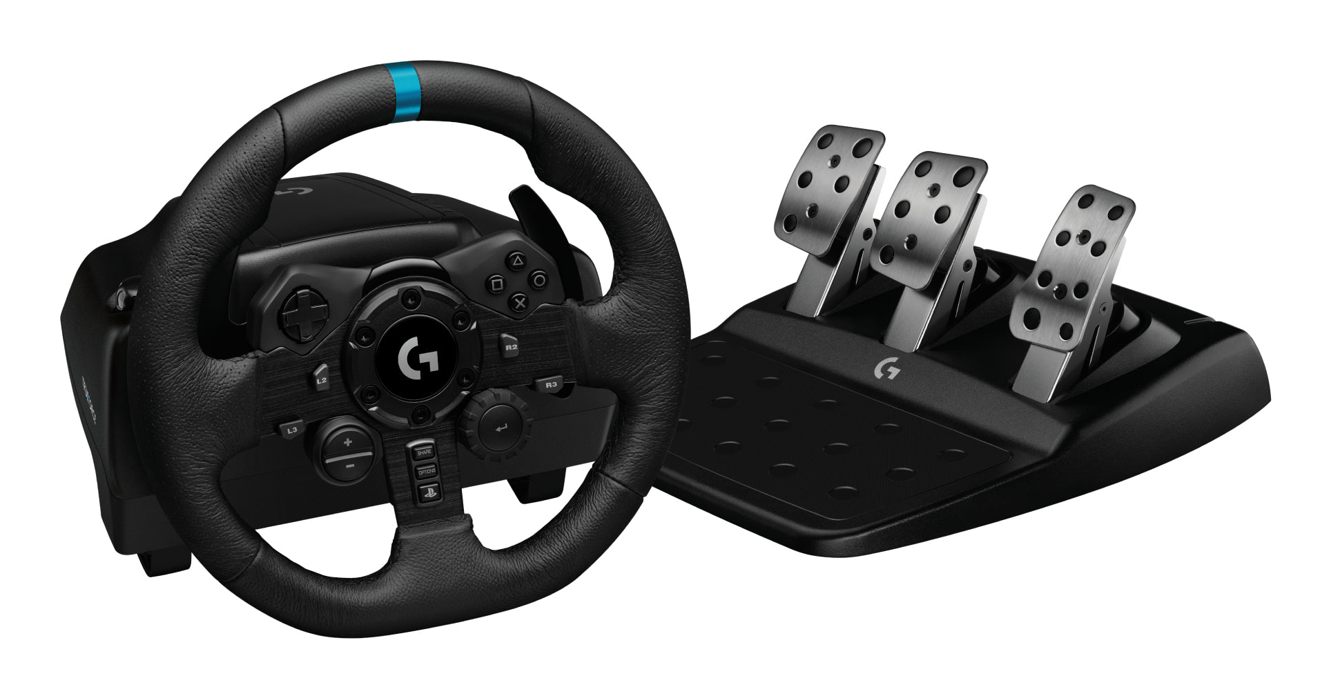 Logitech G G923 – Lenkrad + Pedale – USB (kabelgebunden), Force-Feedback, 900°, Schwarz – für PC, PS4 & PS5