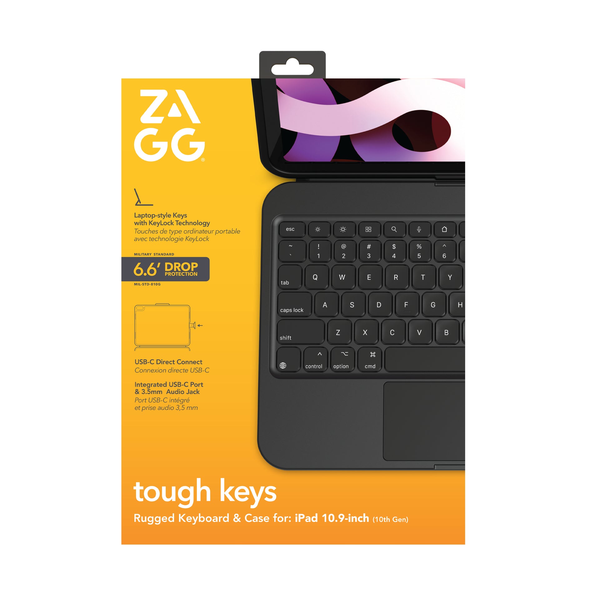 ZAGG Tough Keys – Tastatur, DE-Layout (DE), Schwarz – für iPad (10. Gen, A16)