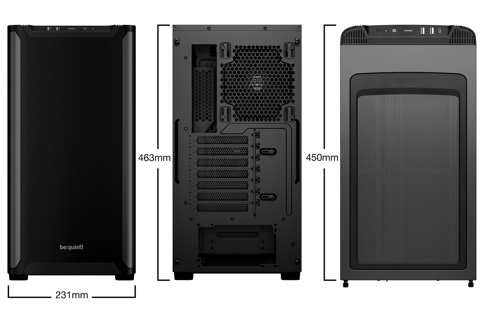 be quiet! be quiet PURE BASE 501 – Midi-Tower – Schwarz, ATX/micro-ATX/Mini-ITX, 1×140 mm vorne, Max. CPU-Höhe 178 mm
