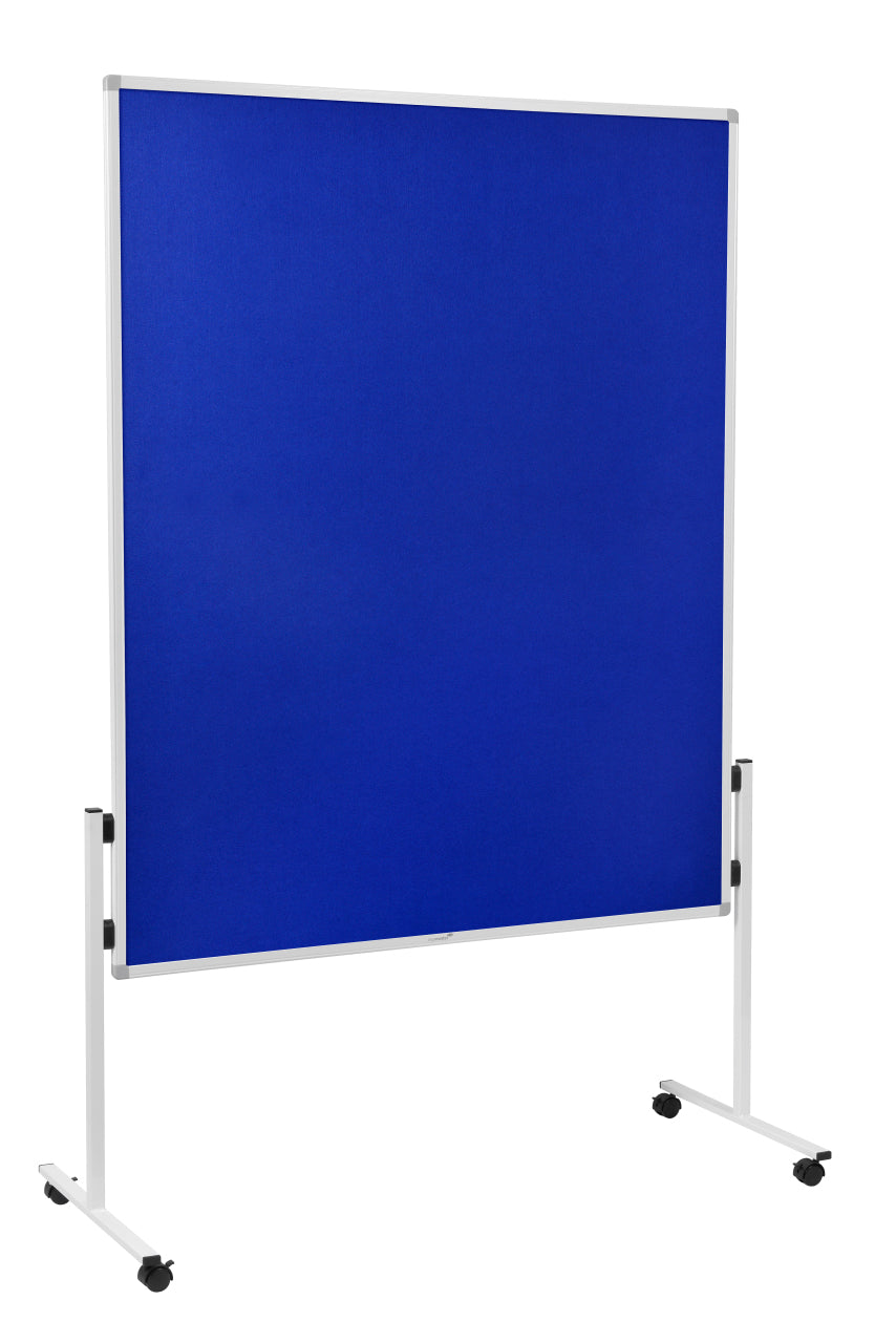 Legamaster Moderationswand Economy – Filz, mit Rollen, doppelseitig – 120 × 150 cm – Blau, Alurahmen