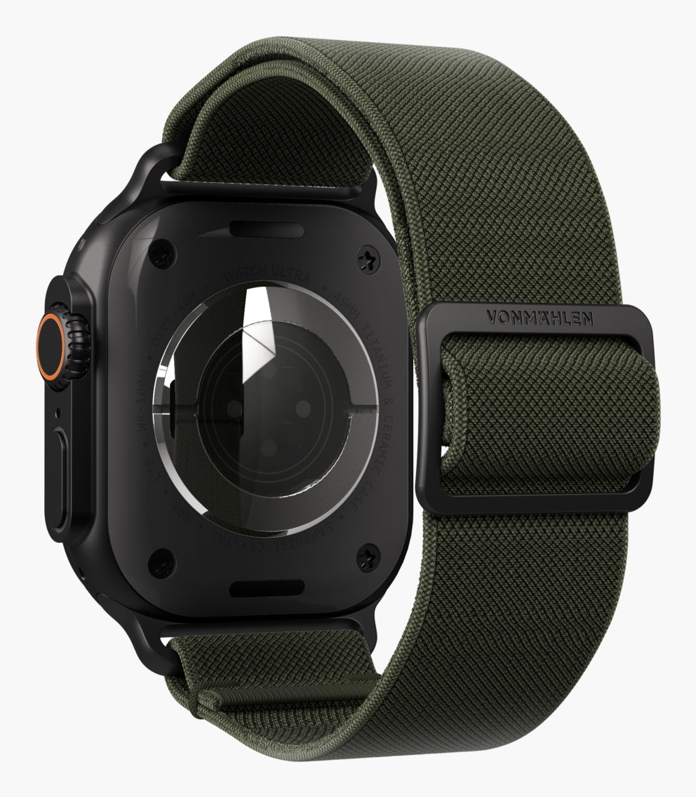 Vonmählen Classic Nylon Loop – Armband – für Apple Watch Ultra – Schwarz/Olive, One Size, Nylon