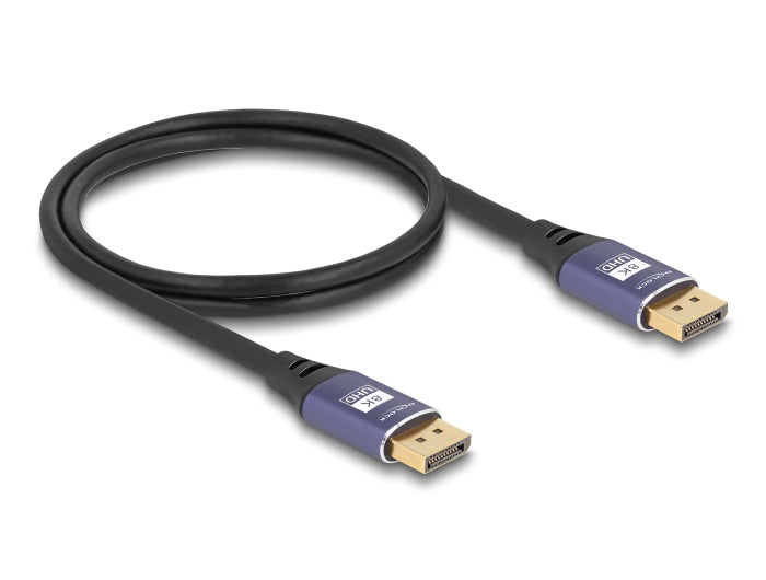 DeLOCK DisplayPort Kabel DP 1.4 8K 60 Hz – 2 m – Schwarz/Flieder