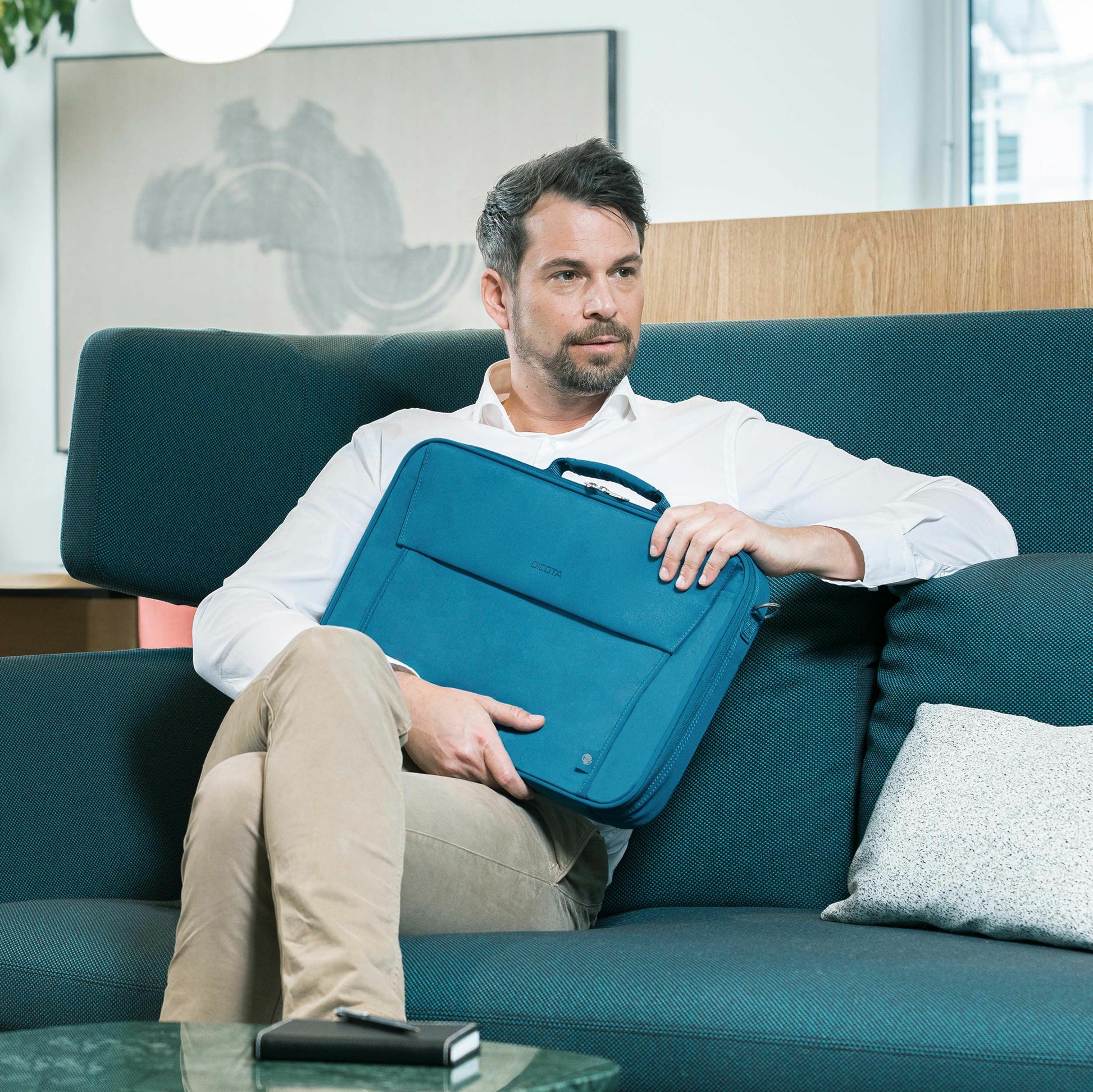 DICOTA Notebook-Tasche bis 15,6" – abnehmbarer Schultergurt, Fronttasche – Blau