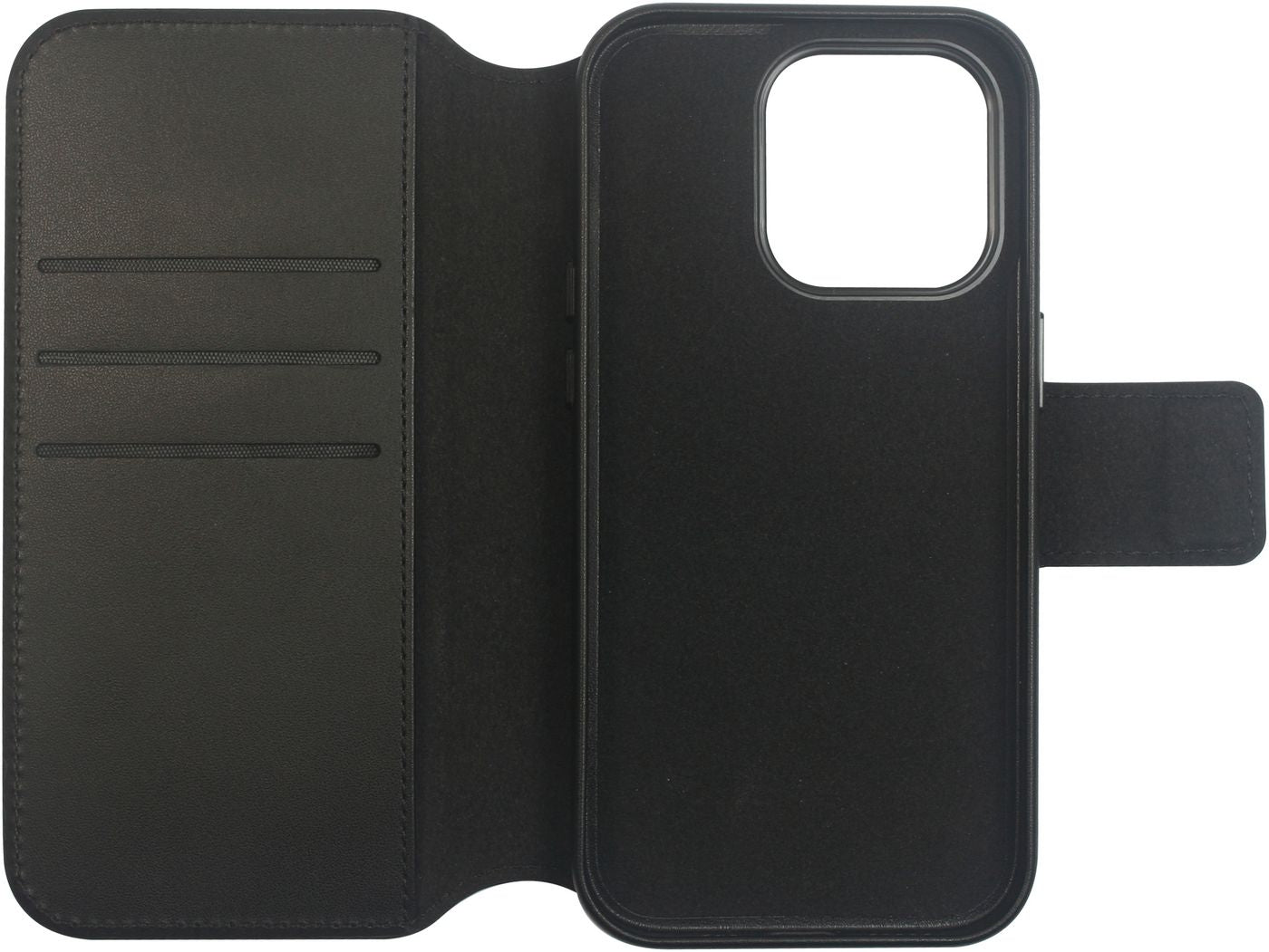eSTUFF INFINITE MILAN Wallet-Case MagSafe – Schwarz, Leder – für Apple iPhone 16 Plus – mit 3 Kartenfächern