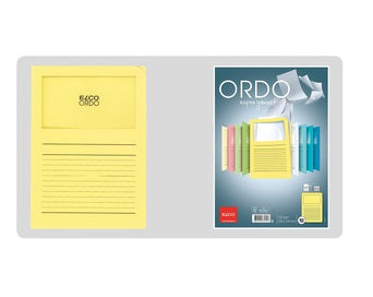 Elco Ordo Classico Sichtmappe A4 – Gelb, Papier, Beschriftungsvordruck, Sichtfenster, 10er-Pack