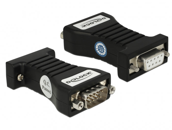 DeLOCK 62921 RS-232 Isolator RS-232 DB9 Buchse zu RS-232 DB9 Stecker – 2,5 kV Isolierung, DTR/DSR, RTS/CTS