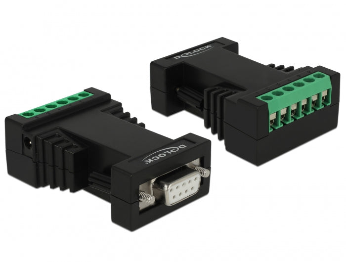 DeLOCK RS-232 DB9 (Buchse) auf RS-422/485 6-Pin Terminalblock Adapter, ESD-Schutz 15 kV