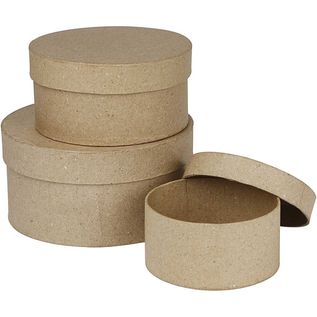 Creativ Company Aufbewahrungsbox 3 Stück (mit Deckel) – Papier – Natur