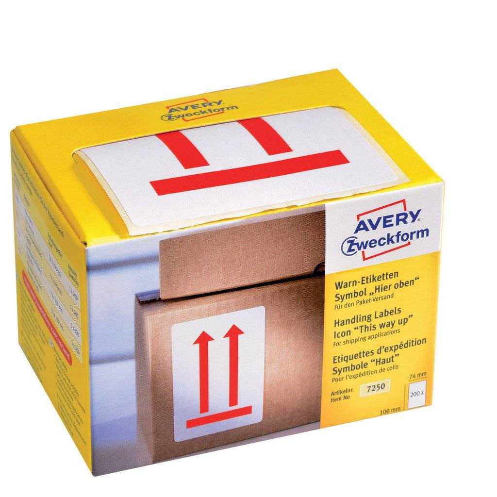 Avery Symbol-Hinweis-Etikettenrolle – 74 × 100 mm, blau – 200 Stk.