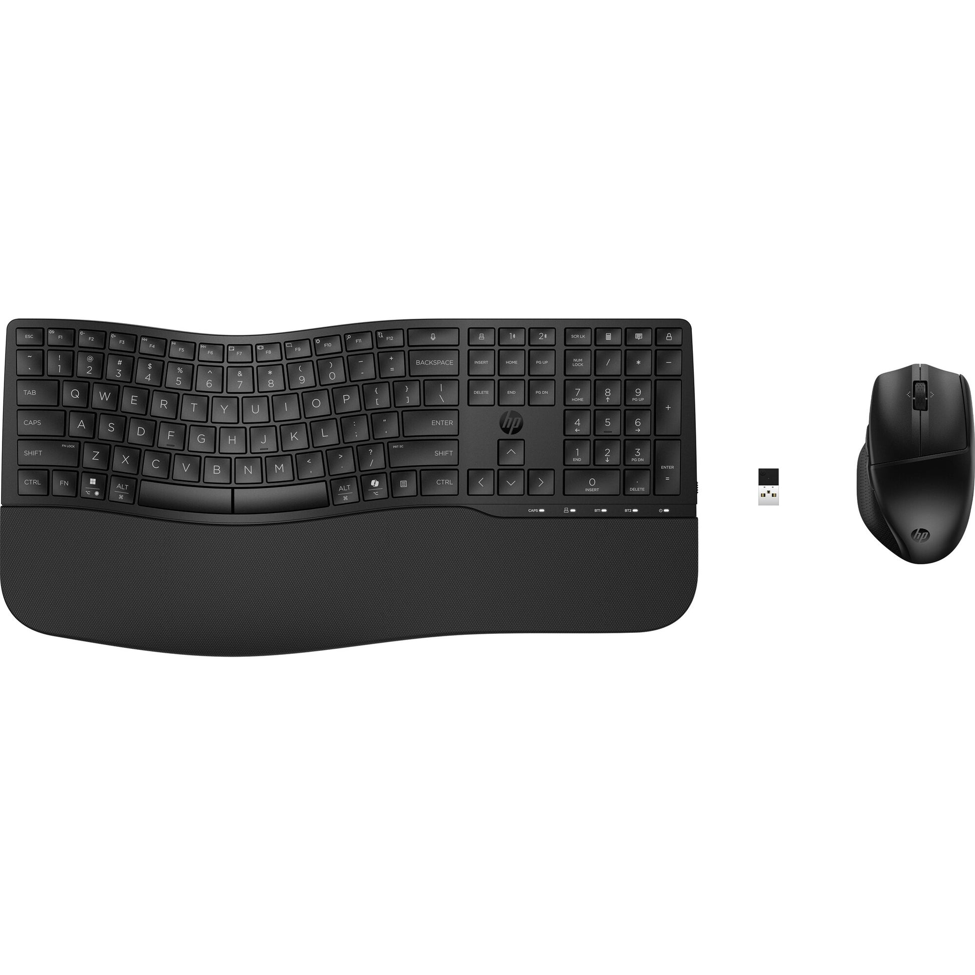 HP 685 – Tastatur- und Maus-Set – Bluetooth & 2,4 GHz (Nano-Empfänger USB-A) – Handballenauflage – Schwarz