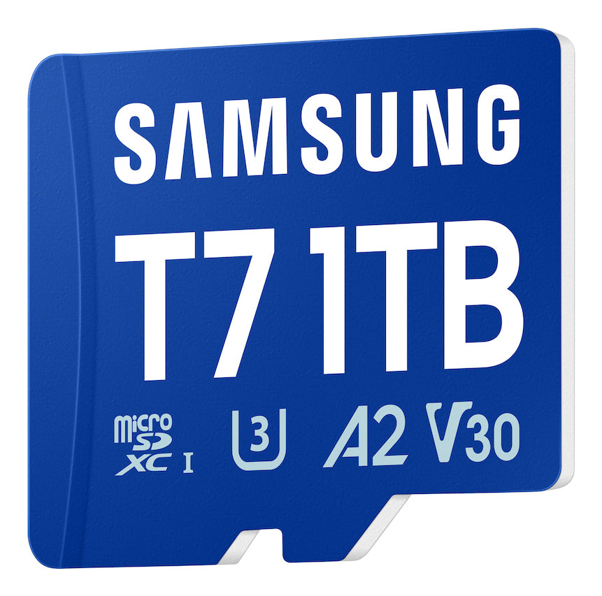 Samsung T7 microSDXC 1 TB – UHS-I, U3, V30, A2, 170 MB/s Lesen, Blau