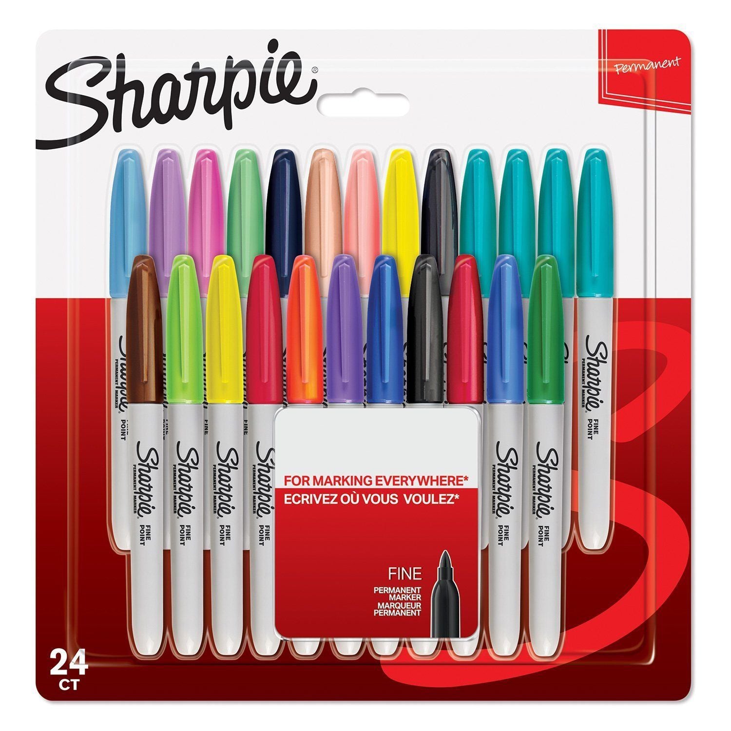 Sharpie Electro Pop Permanentmarker – Rundspitze 1 mm – Mehrfarbig – 24er-Pack