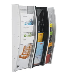 Styro Wandprospekthalter – 262 × 577 mm, lichtgrau, Kunststoff, für A4