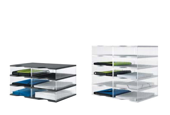 Styro Briefkorb – Kunststoff, 6 Fächer, transparent, B 280 × T 380 mm