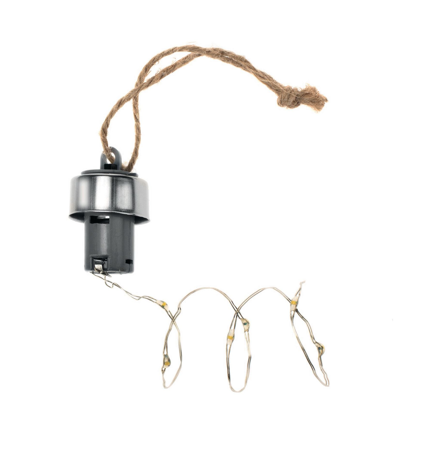 Glorex Lichterkette – Starterset, 10 Lämpchen, Warmweiss, Silber, batteriebetrieben