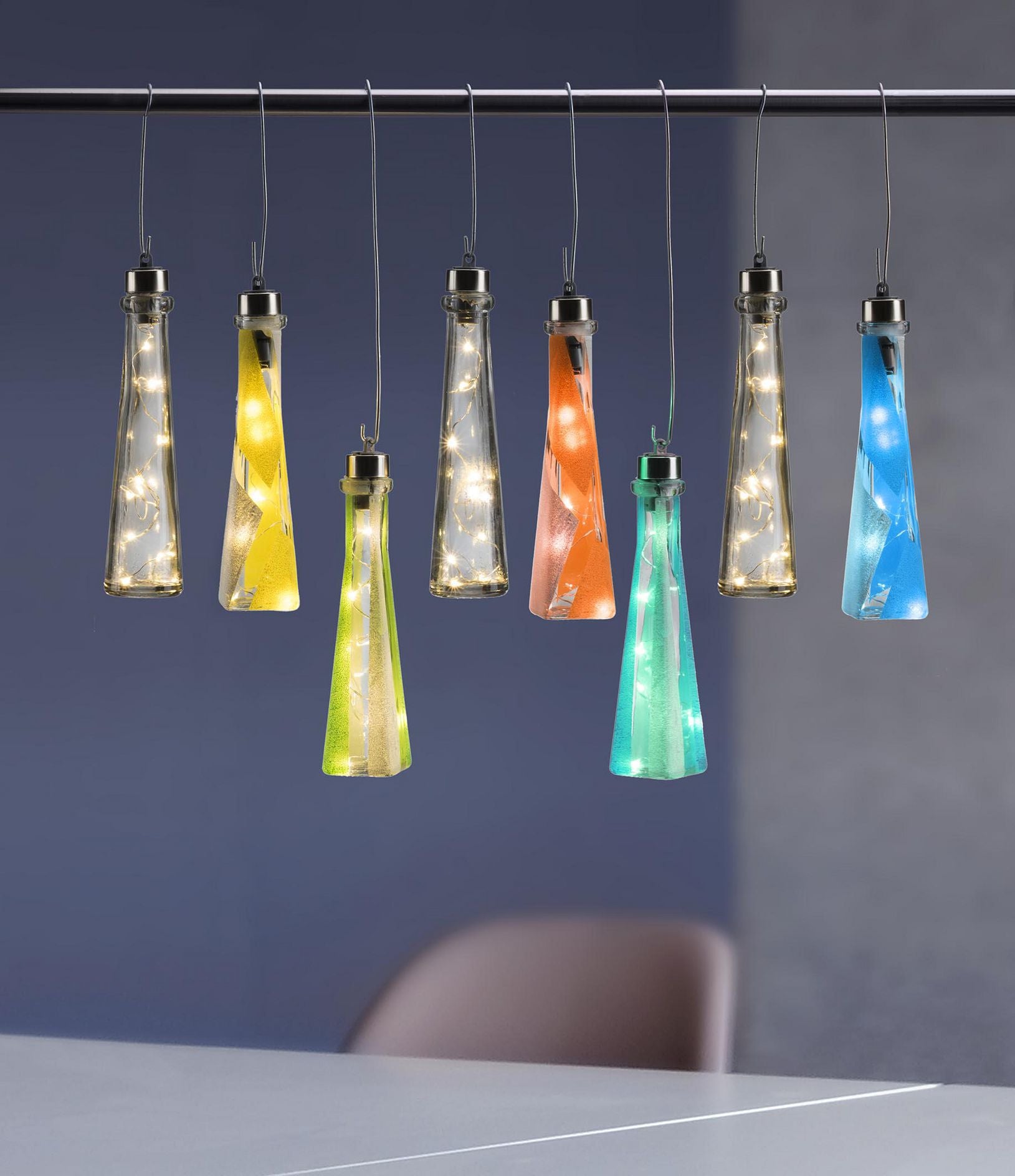 Glorex Lichterkette – Starterset, 10 Lämpchen, Warmweiss, Silber, batteriebetrieben