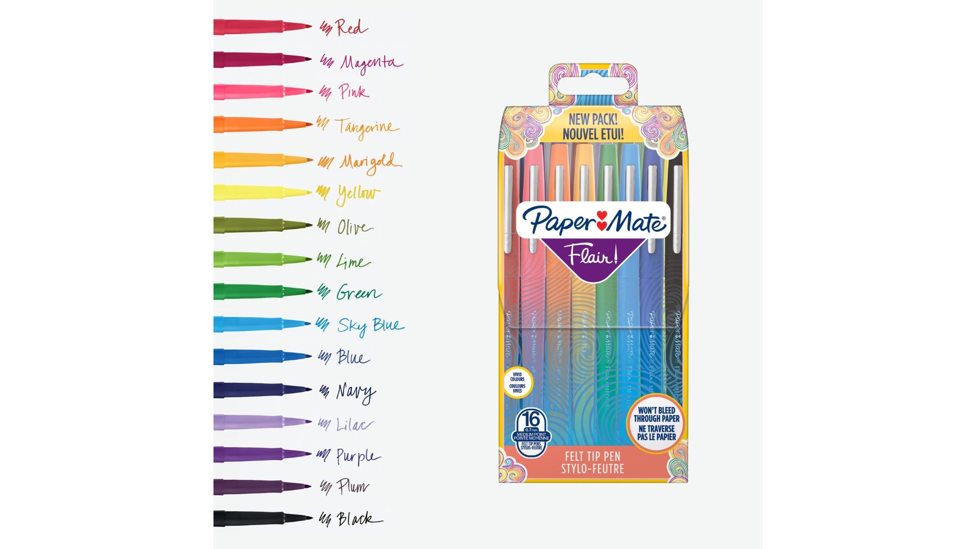 Papermate Filzstifte, Strichbreite 0,7 mm, 16 Farben