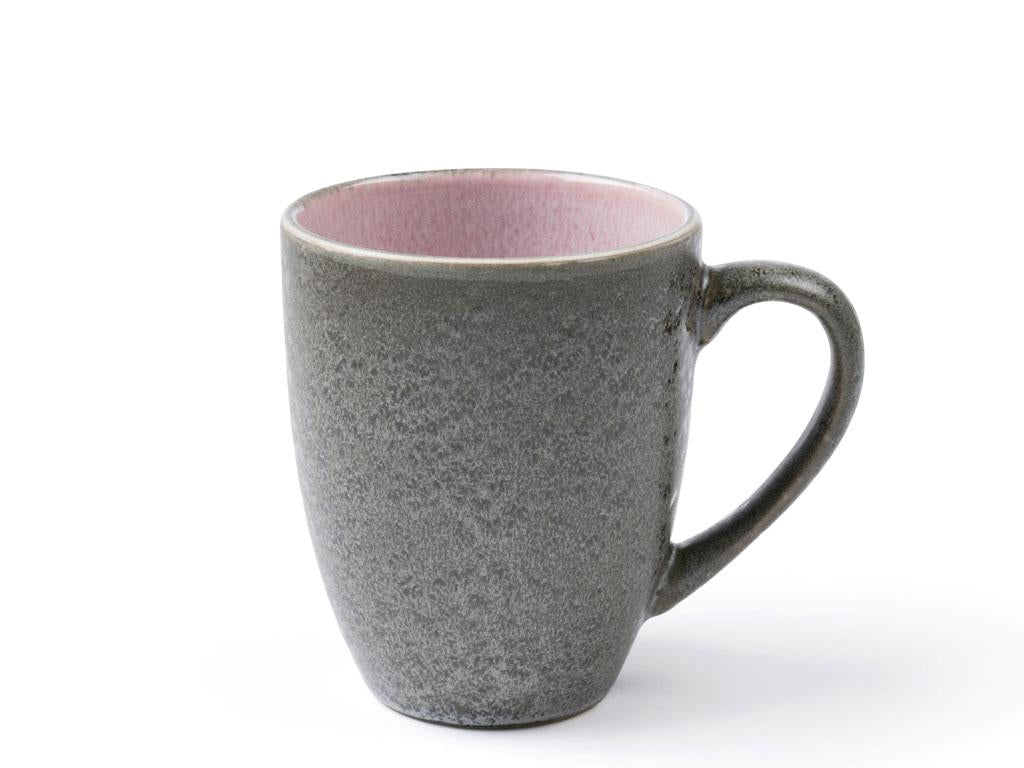 BITZ Kaffeetasse – 4er Set, 300 ml, Ø 8,5 cm, Steinzeug, Grau/Rosa, spülmaschinenfest, mikrowellengeeignet
