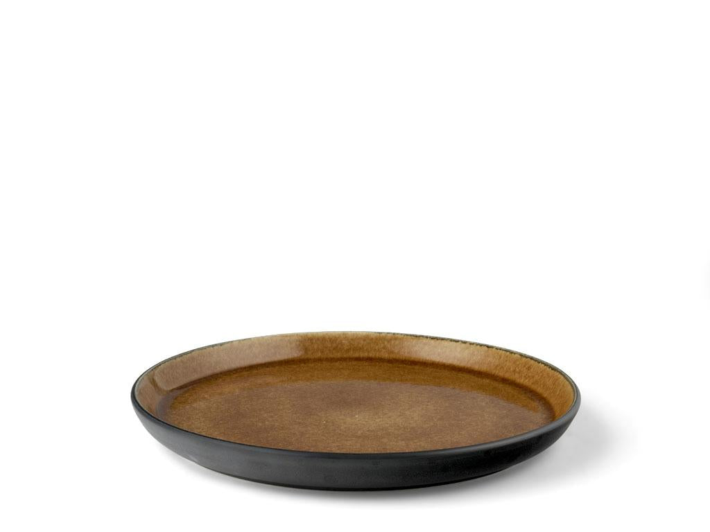 BITZ Speiseteller – 6er Set, Ø 21,0 cm, Steinzeug, Schwarz/Bernstein, spülmaschinenfest, mikrowellengeeignet