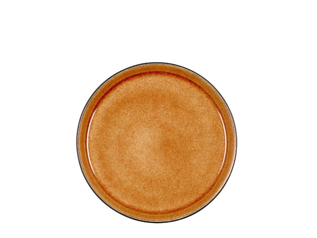 BITZ Speiseteller – 6er Set, Ø 21,0 cm, Steinzeug, Schwarz/Bernstein, spülmaschinenfest, mikrowellengeeignet