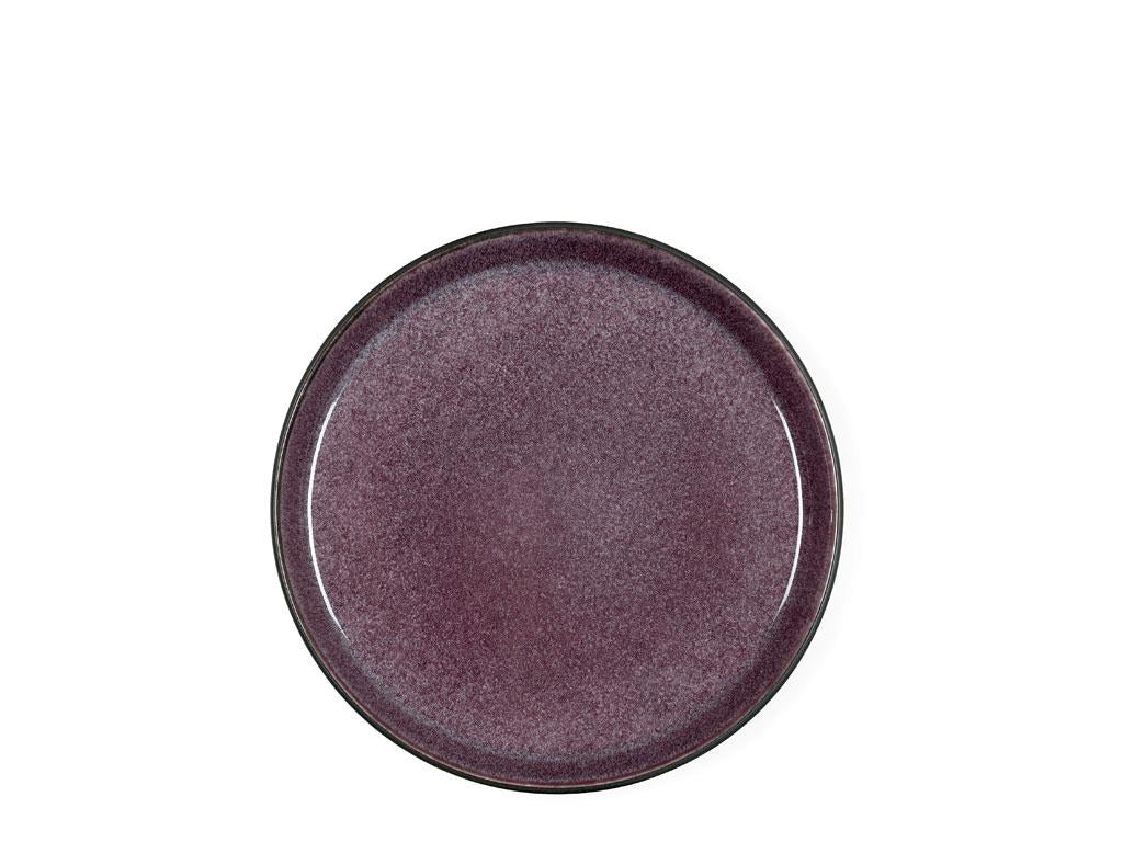 BITZ Speiseteller – 6er Set, Ø 21 cm, Steingut, Schwarz/Violett, spülmaschinenfest, mikrowellengeeignet