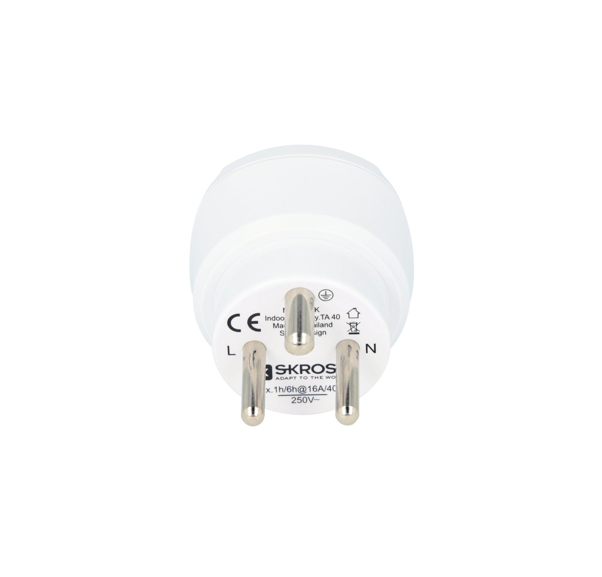 Skross Reiseadapter – von Typ C zu Typ K – 100–250 V, 16 A/4.000 W
