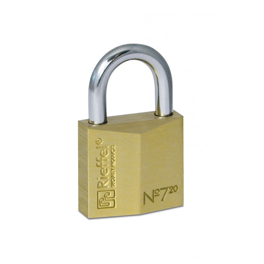 Rieffel Nr. 7 SB Mechanisches Vorhängeschloss – Messing, Bügel 13×20 mm, Schäkeldurchmesser 3,5 mm, Aussen