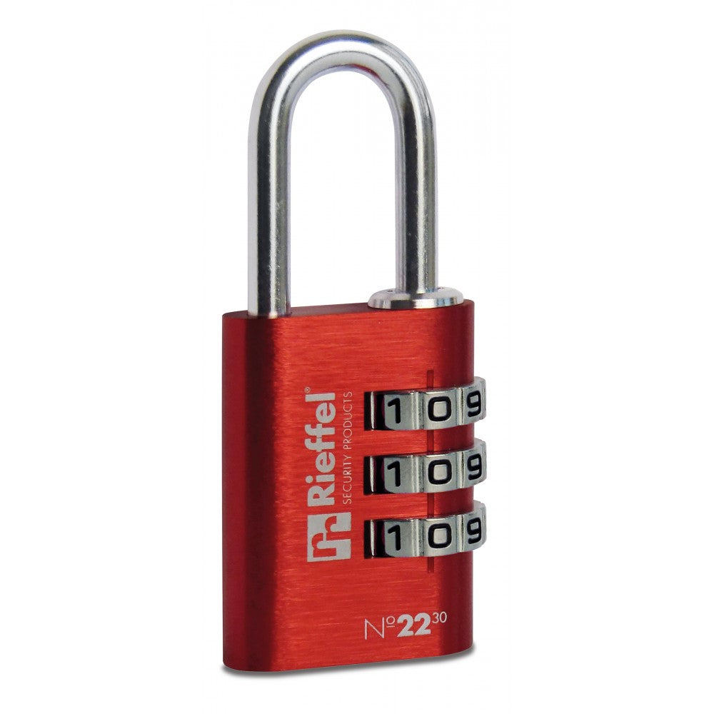Rieffel 22/30 SB Kombinationsschloss – 3-stellig, Aluminium, Aussen, Rot