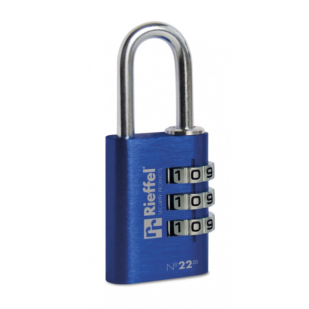 Rieffel 22 SB Kombinationsschloss – 3-stellig, Aluminium, Aussen, Blau