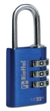 Rieffel Nr. 22 Kombinationsschloss – 3-stellig, Aluminium, Blau