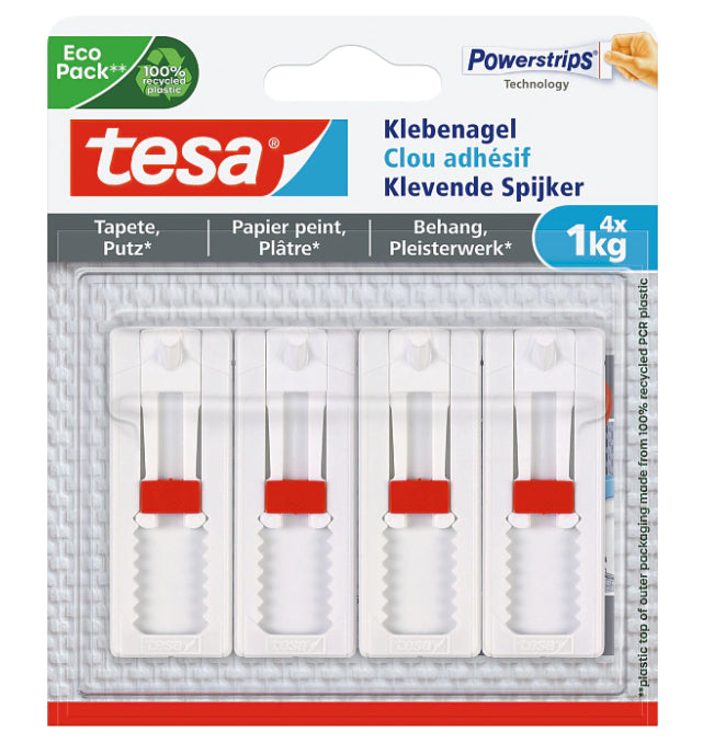 TESA Klebenagel – Kunststoff, weiss, 12 × 14 × 1,3 cm – 2er-Pack
