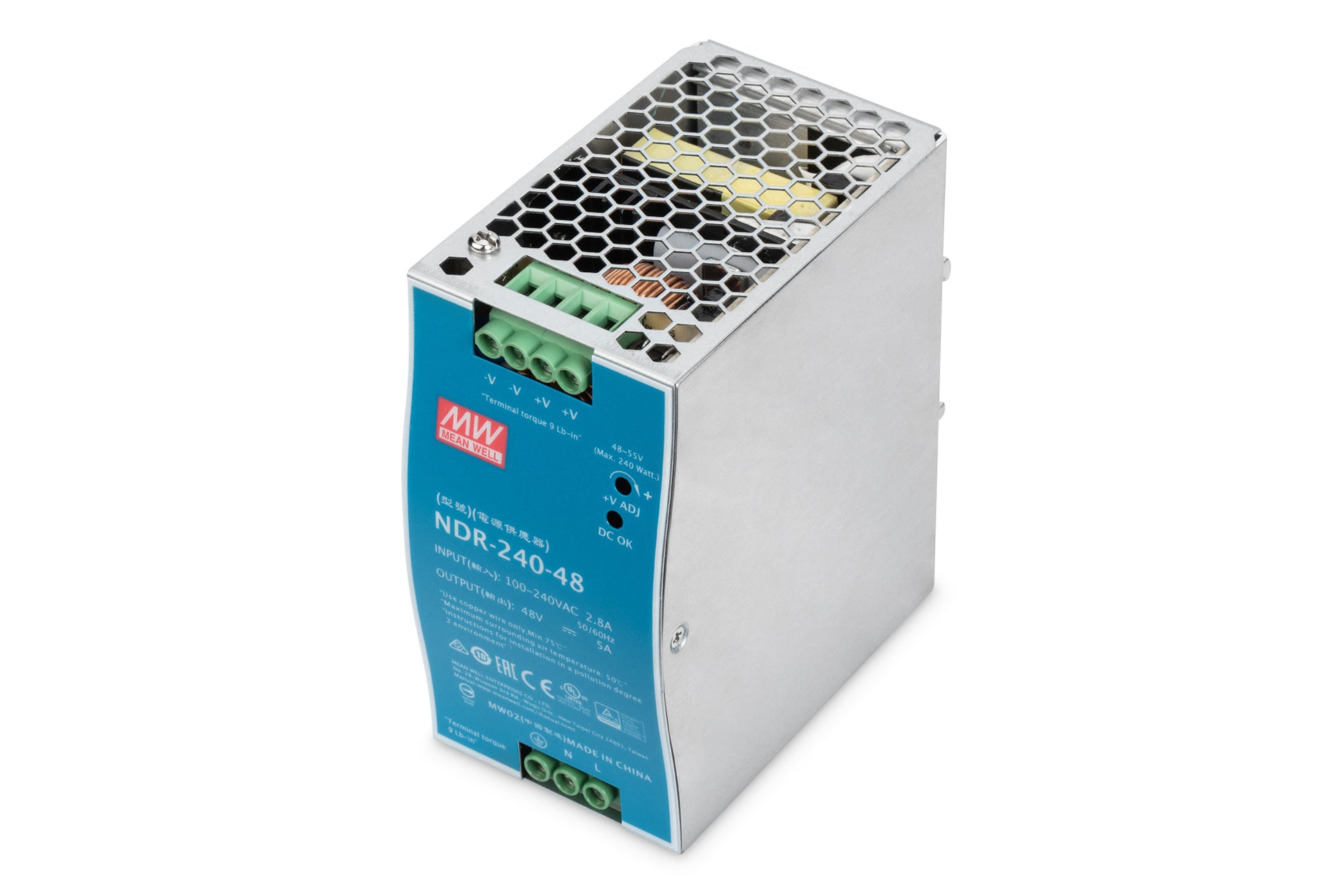 Digitus Geräte-Netzteil 240 W (48 V DC) – DIN-Rail Metallgehäuse, Eingang 90–264 V AC, 47–63 Hz, Wirkungsgrad