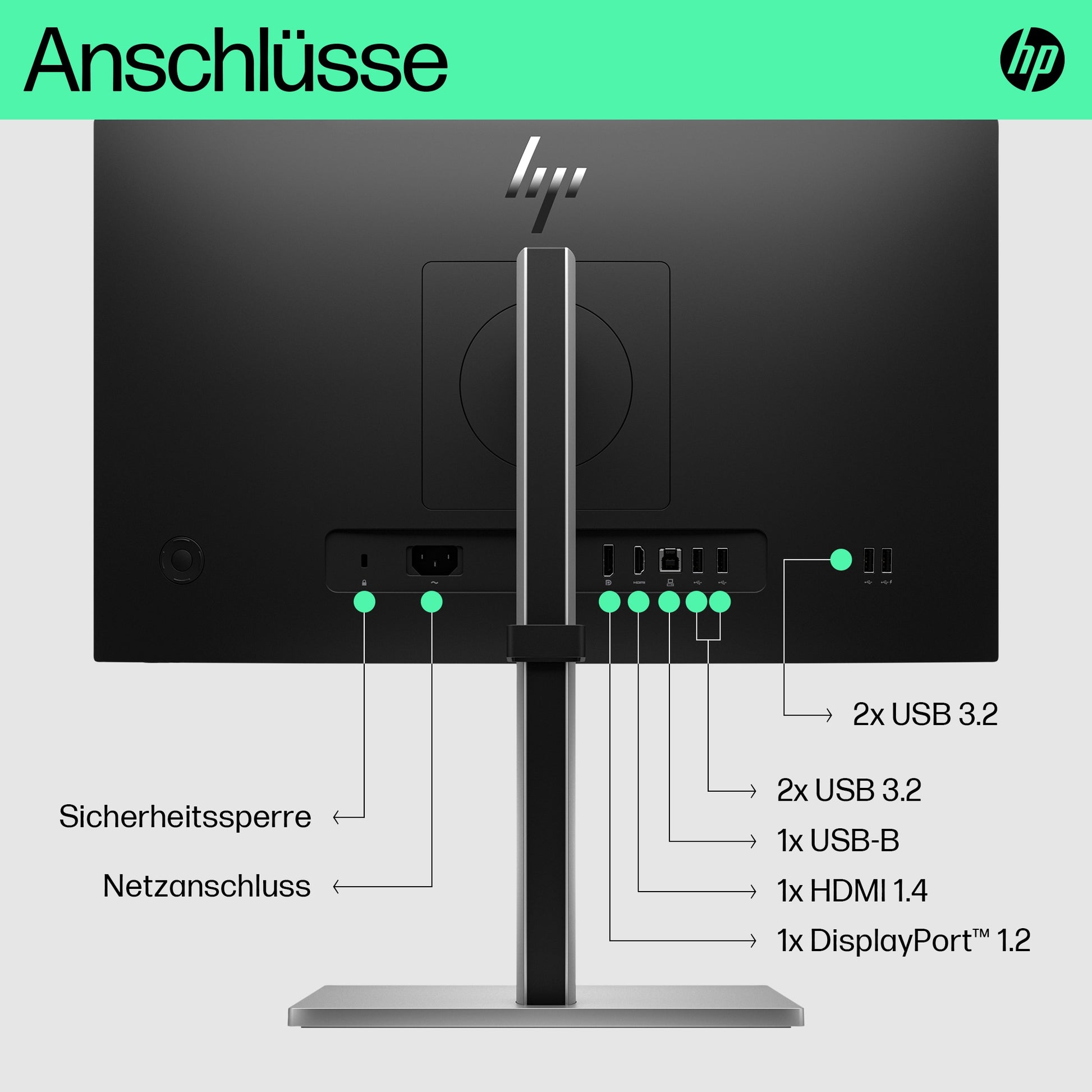 HP E22 G5 – Monitor, 21,5", IPS, 75 Hz, 250 cd/m², USB-Hub integriert, VESA 100 × 100, Schwarz