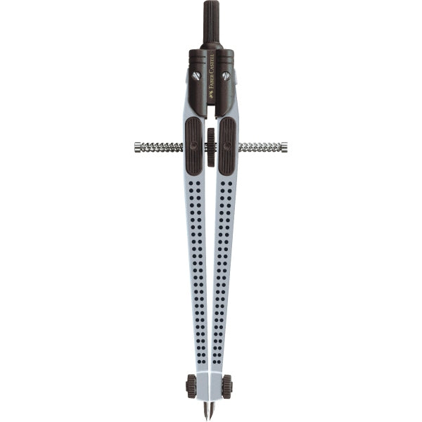 Faber-Castell GRIP Schnellverstellzirkel – Länge 170 mm, max. Kreis-Ø 39 cm, inkl. Minendose, silber