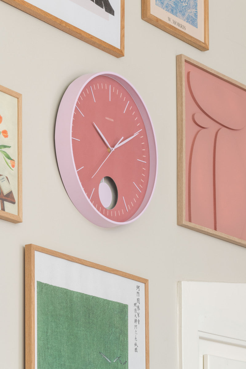 Karlsson Grato Pendulum Wanduhr – Analog, Ø 40,6 cm, rosa, Kunststoff