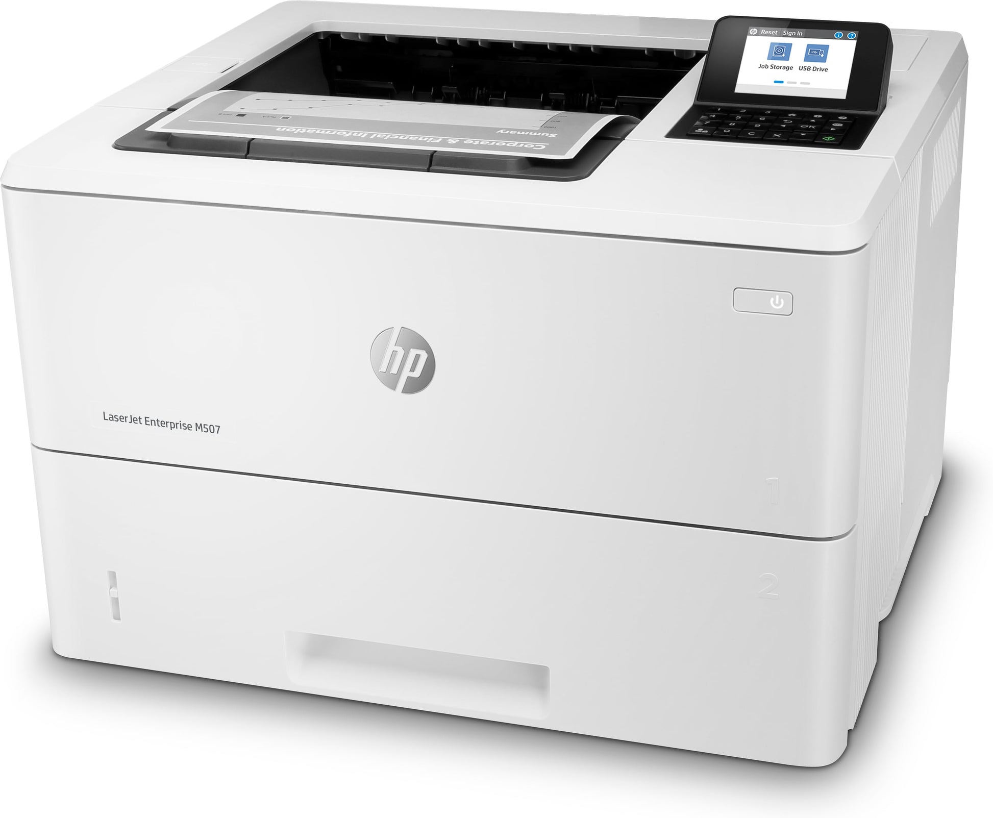 HP LaserJet Enterprise M507dn – A4, S/W, Duplex, 43 S./Min., 1200 × 1200 dpi, LAN/USB, Papier: 650 Blatt