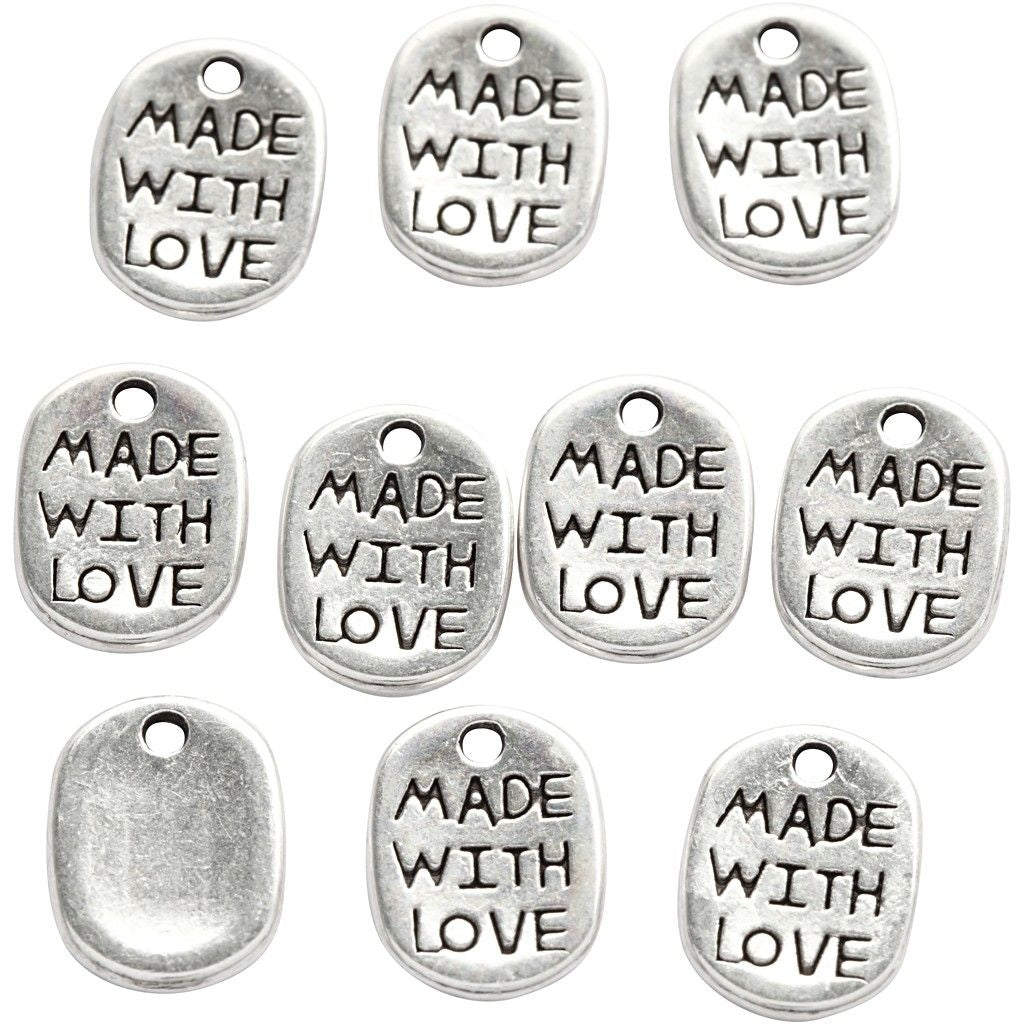 Creativ Company Schmuckanhänger, Metall – Silber – 8 × 12 mm, Loch 1 mm – 10 Stk.