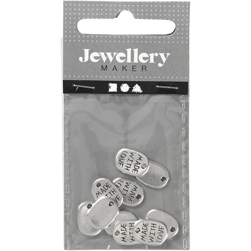 Creativ Company Schmuckanhänger, Metall – Silber – 8 × 12 mm, Loch 1 mm – 10 Stk.