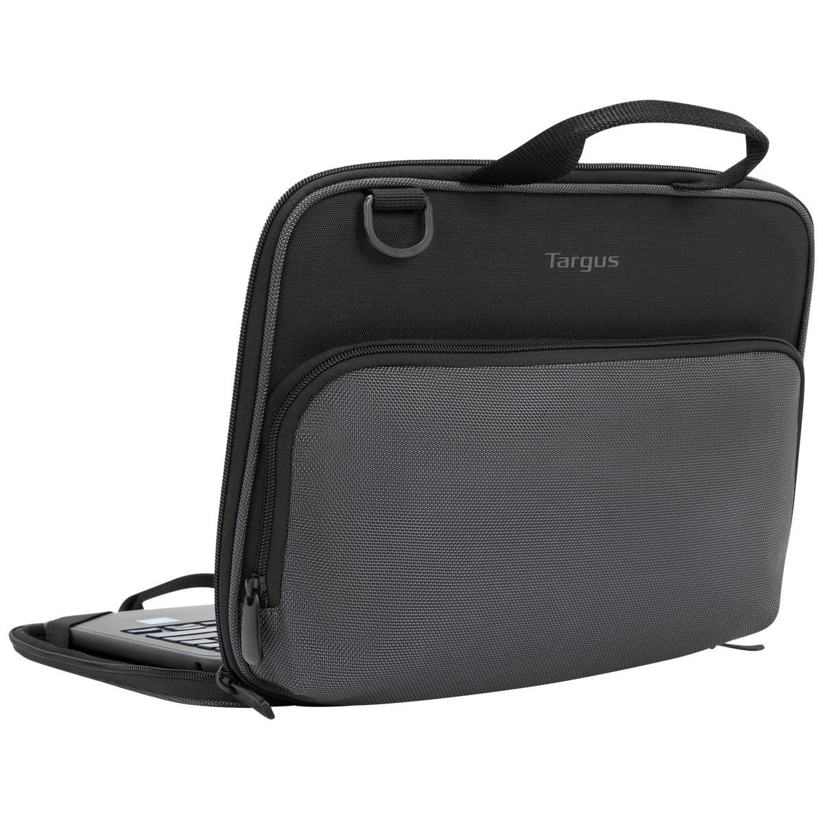 Targus Notebook-Tasche bis 11,6" – abnehmbarer Schultergurt, Fronttasche – Schwarz/Grau