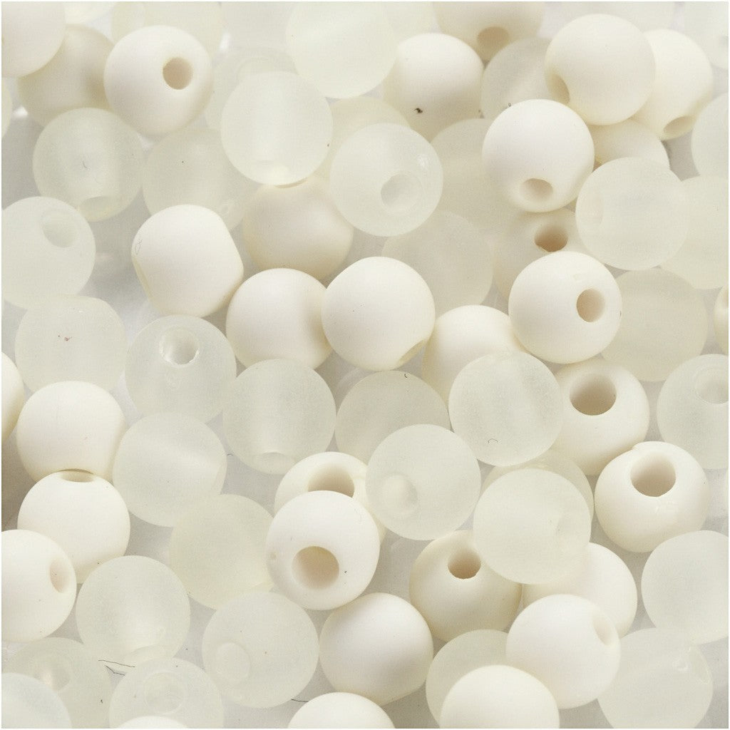 Creativ Company Perlenset, rund, Acryl – weiss – Ø 6 mm, Loch 2 mm – 150 Stk.
