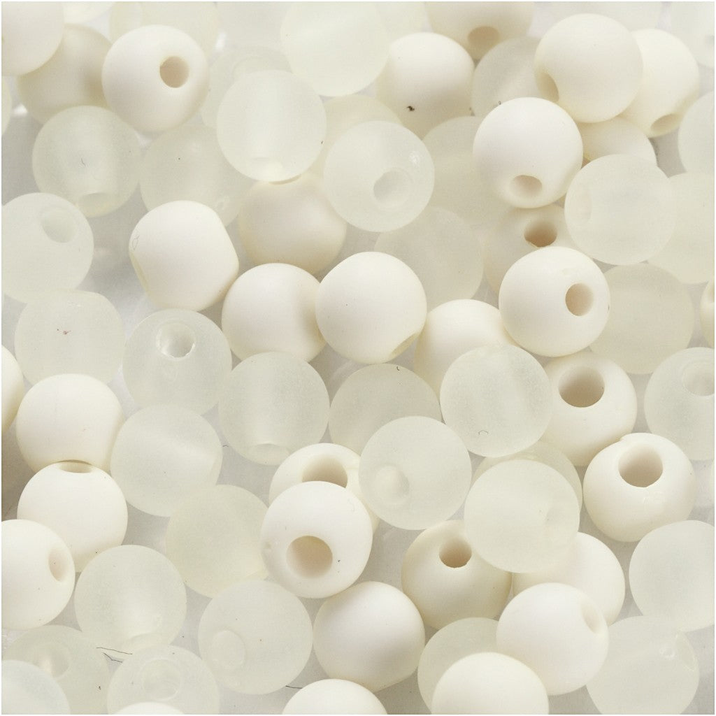 Creativ Company Perlenset, rund, Acryl – weiss – Ø 6 mm, Loch 2 mm – 150 Stk.