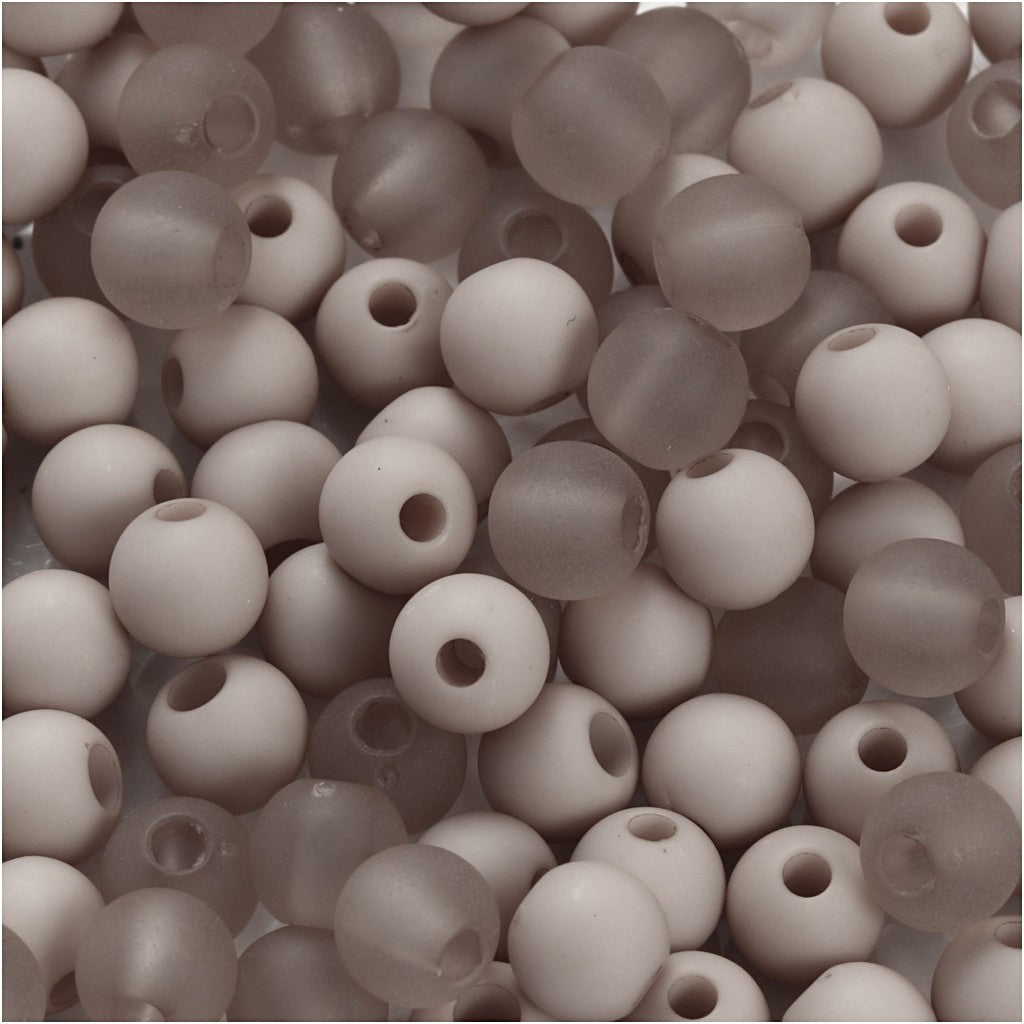 Creativ Company Perlenset, rund, Acryl – hellgrau – Ø 6 mm, Loch 2 mm – 150 Stk.