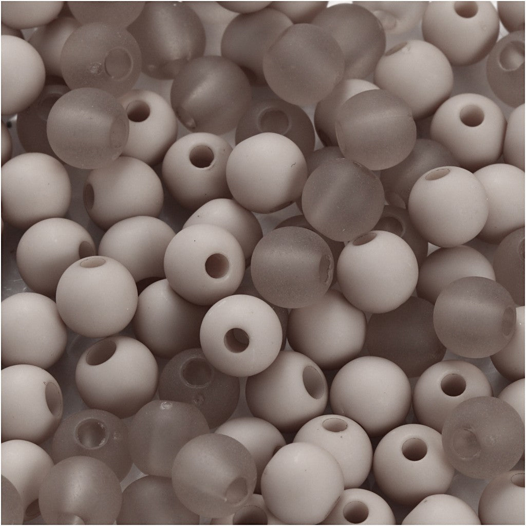 Creativ Company Perlenset, rund, Acryl – hellgrau – Ø 6 mm, Loch 2 mm – 150 Stk.