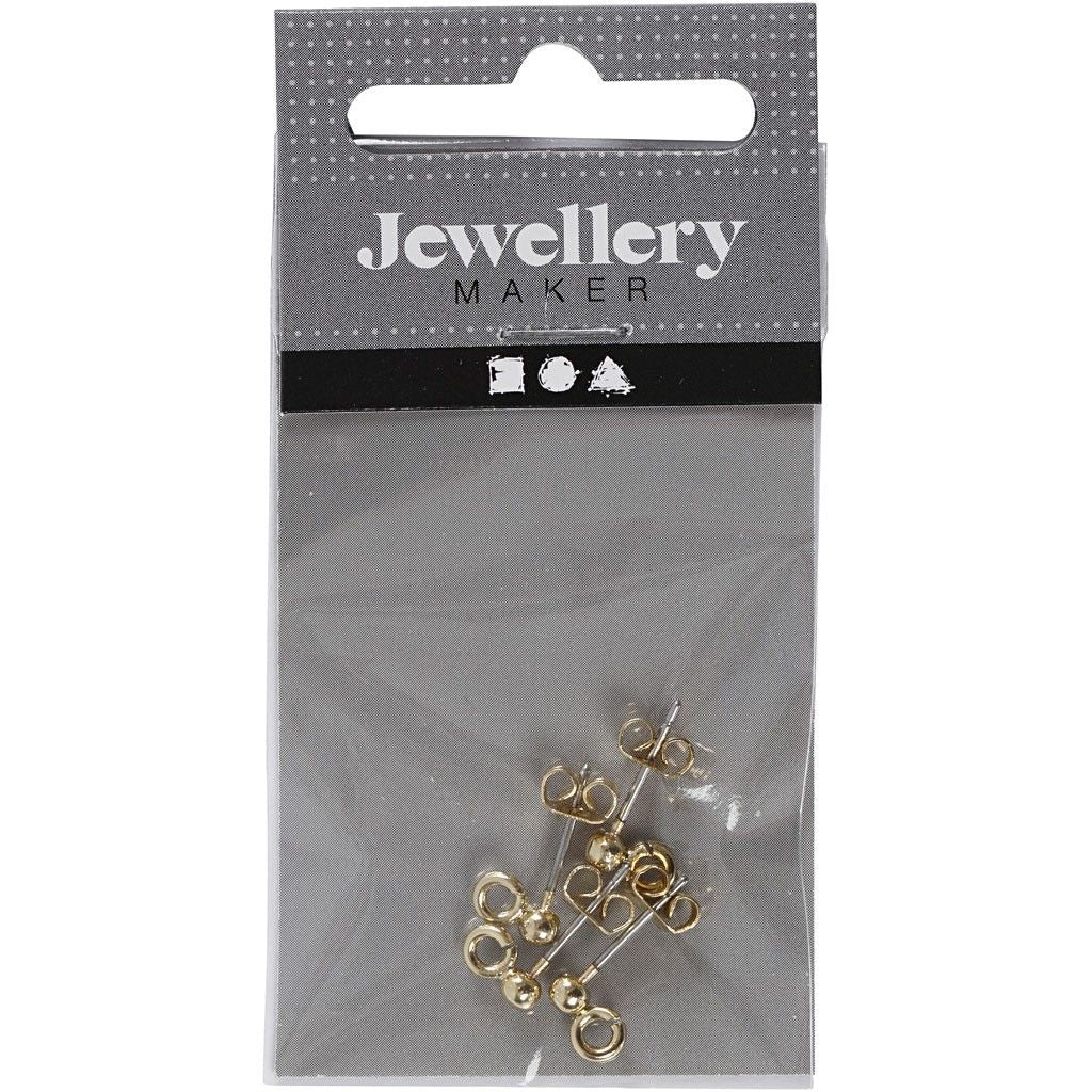 Creativ Company Ohrring (versilbert, Kugel mit Öse) – gold – 10 Stk.